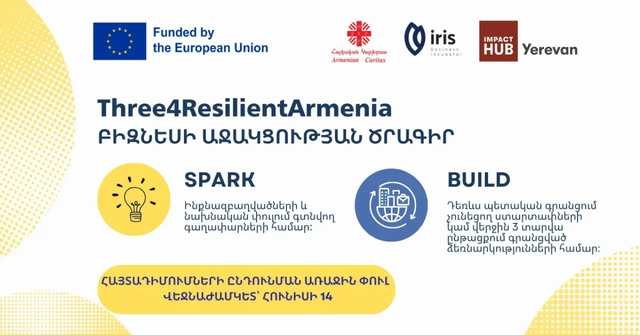 ԻՐԻՍ բիզնես ինկուբատորը հայտարարում է բիզեսի աջակցության SPARK և BUILD ծրագրերի հայտադիմումների ընդունման առաջին փուլը